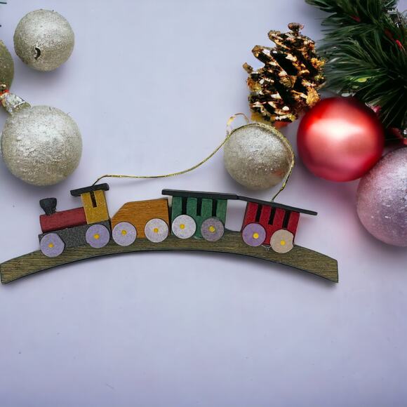 Vintage Wooden Train Ornament - Picture 1 of 8